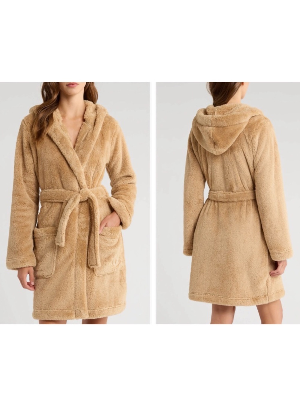 NWT UGG Aarti Faux Shearling Hooded Robe XS